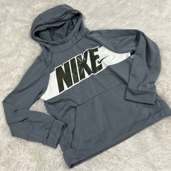 Nike Hoodie Youth Small Logo Pocket Gray Long Sleeves Medium - Picture 9 of 9